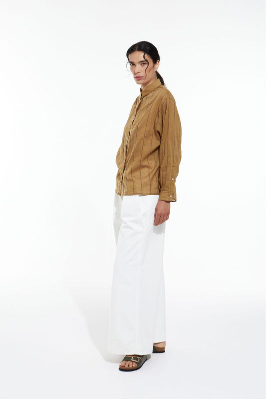 KHAKI ROSALIE EMBROIDERED SHIRT