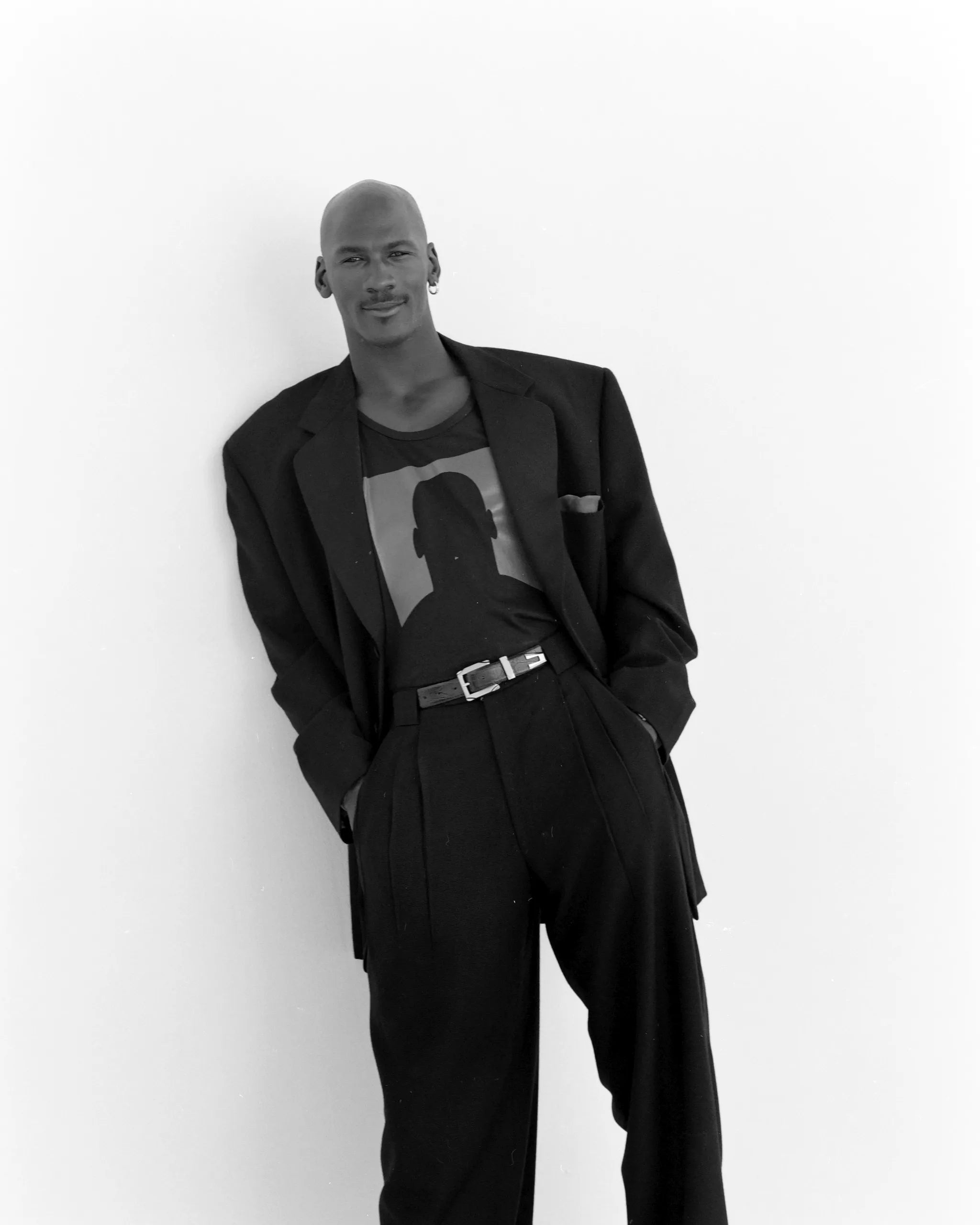Michael Jordan photographed in black and white