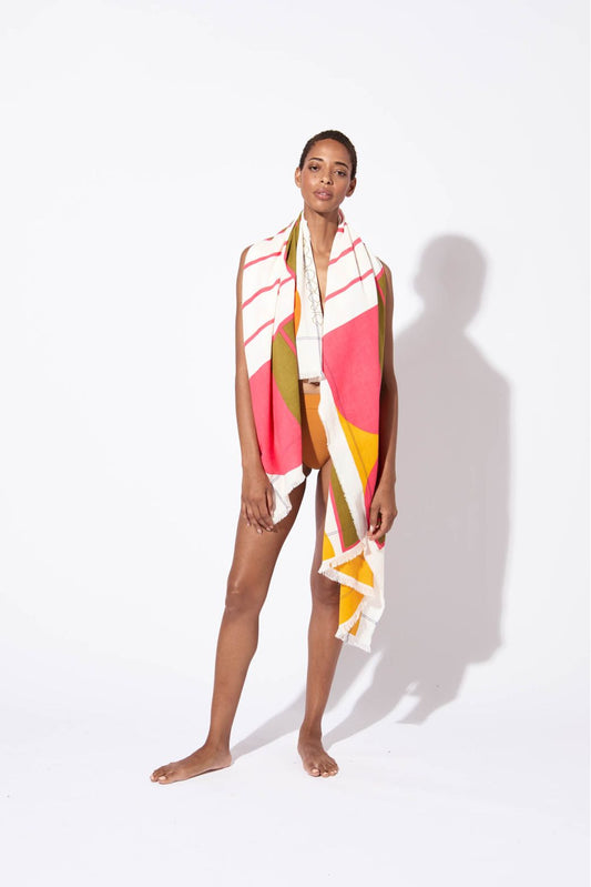 SERVIETTE DE PLAGE TEMPO ROSE FLASH