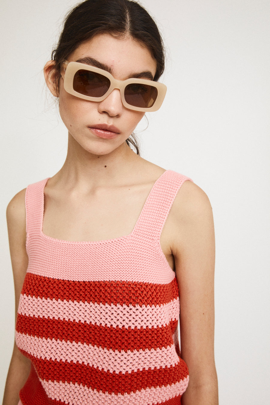 Layla top knit with stripes red/pink