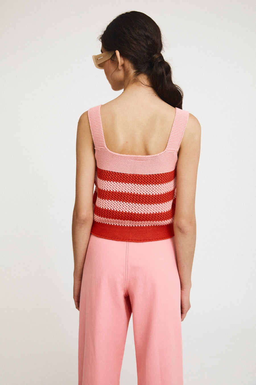 Layla top knit with stripes red/pink