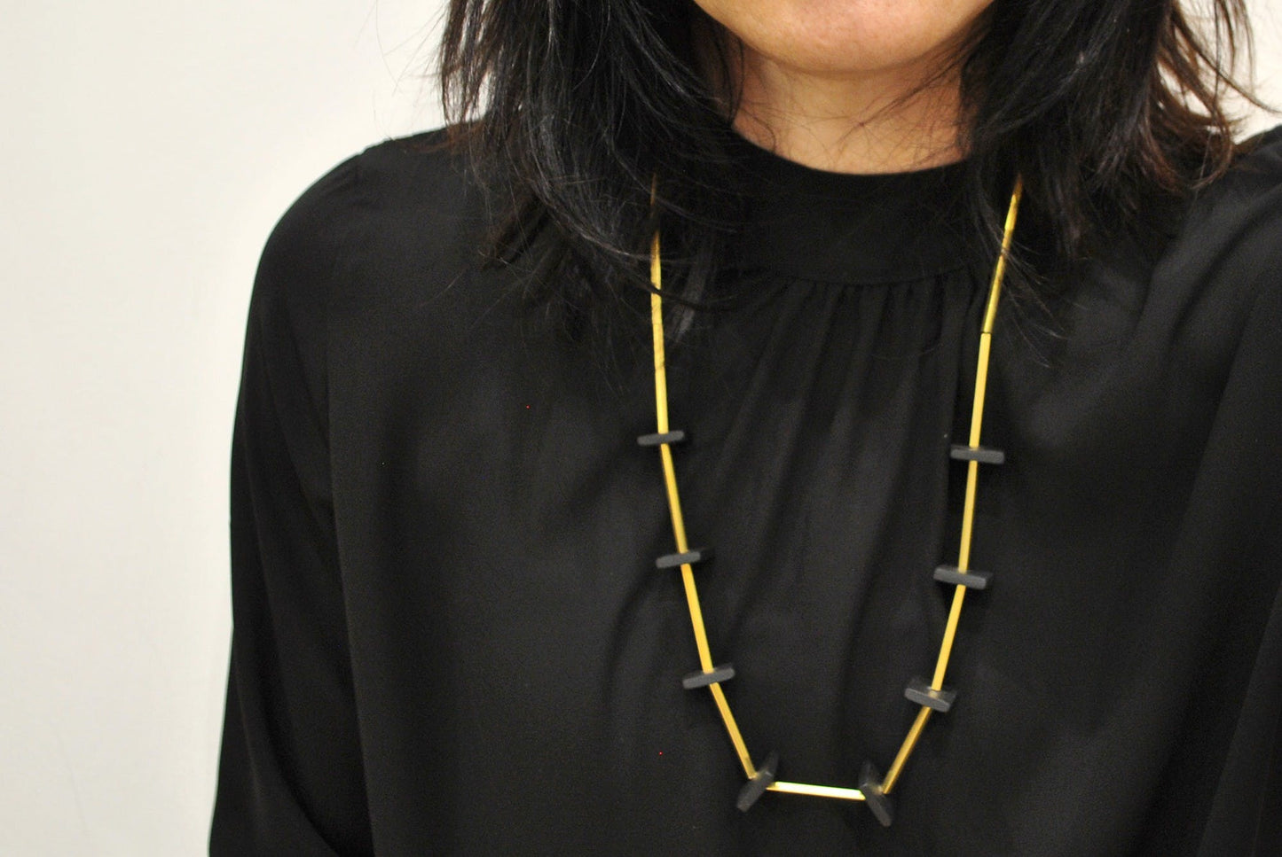 ETHNO brass and slate necklace.